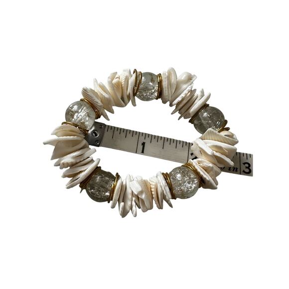 Shell and Glass Bead Stretch Bracelet - Picture 4 of 6